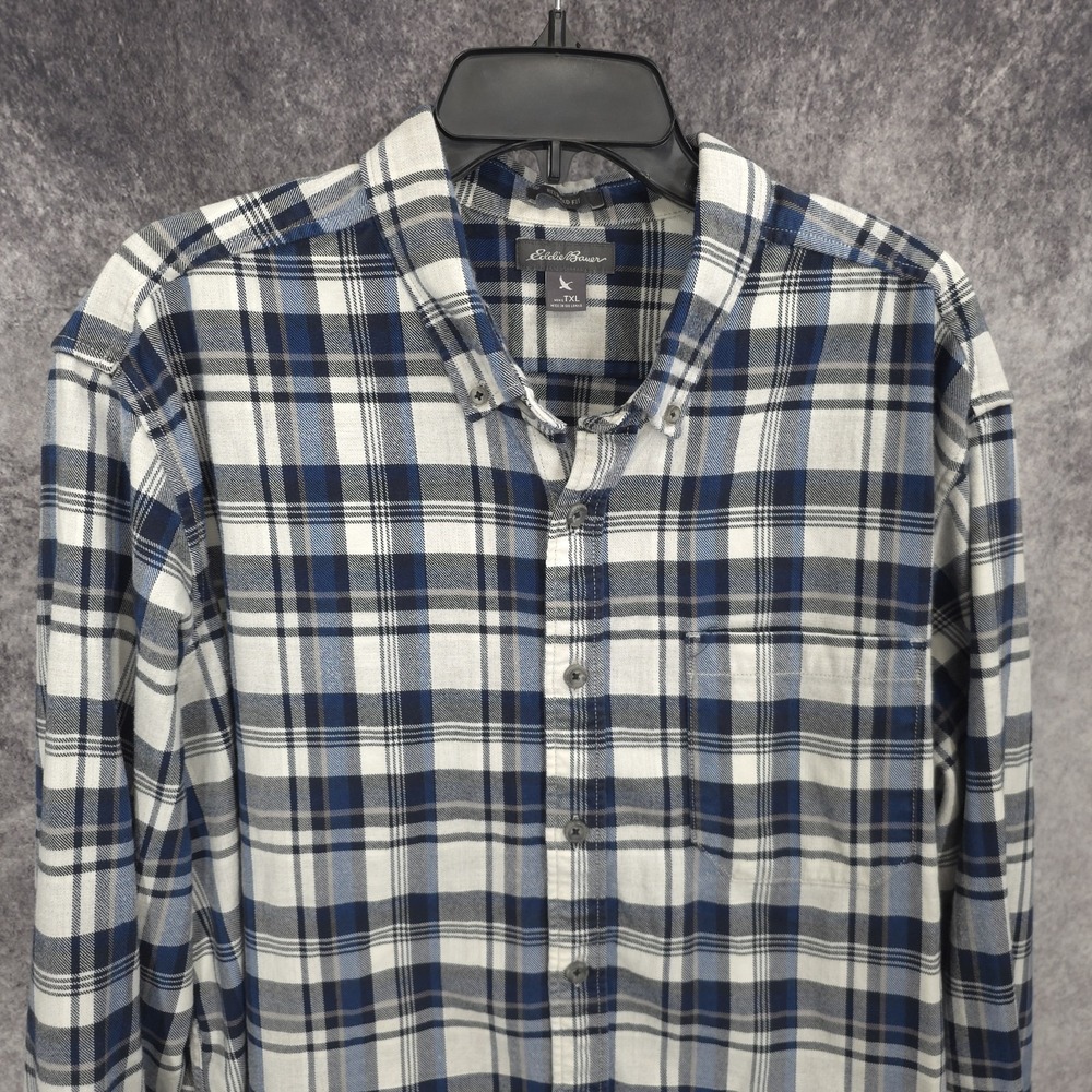 Eddie Bauer Flannel Shirt Mens XLT Plaid Button Up Relaxed Fit Heavyweight - Picture 3 of 11